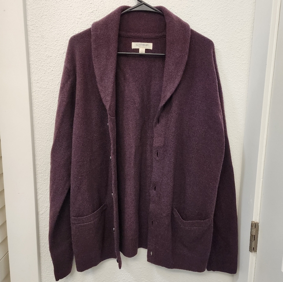 Men's Goodthreads Lambswool Burgundy Cardigan Shawl with Pockets - Picture 2 of 8